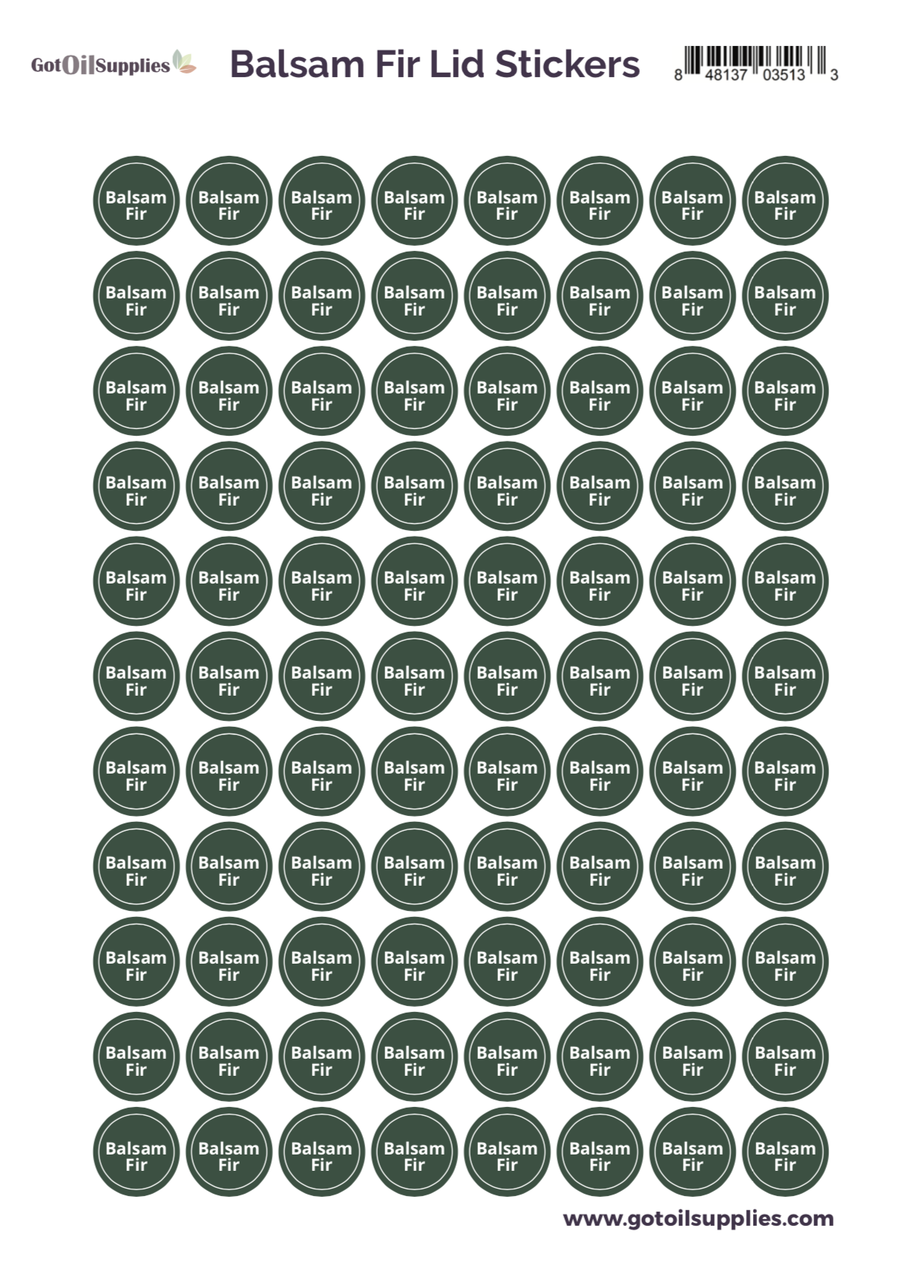 Balsam Fir YL Essential Oil Lid Stickers