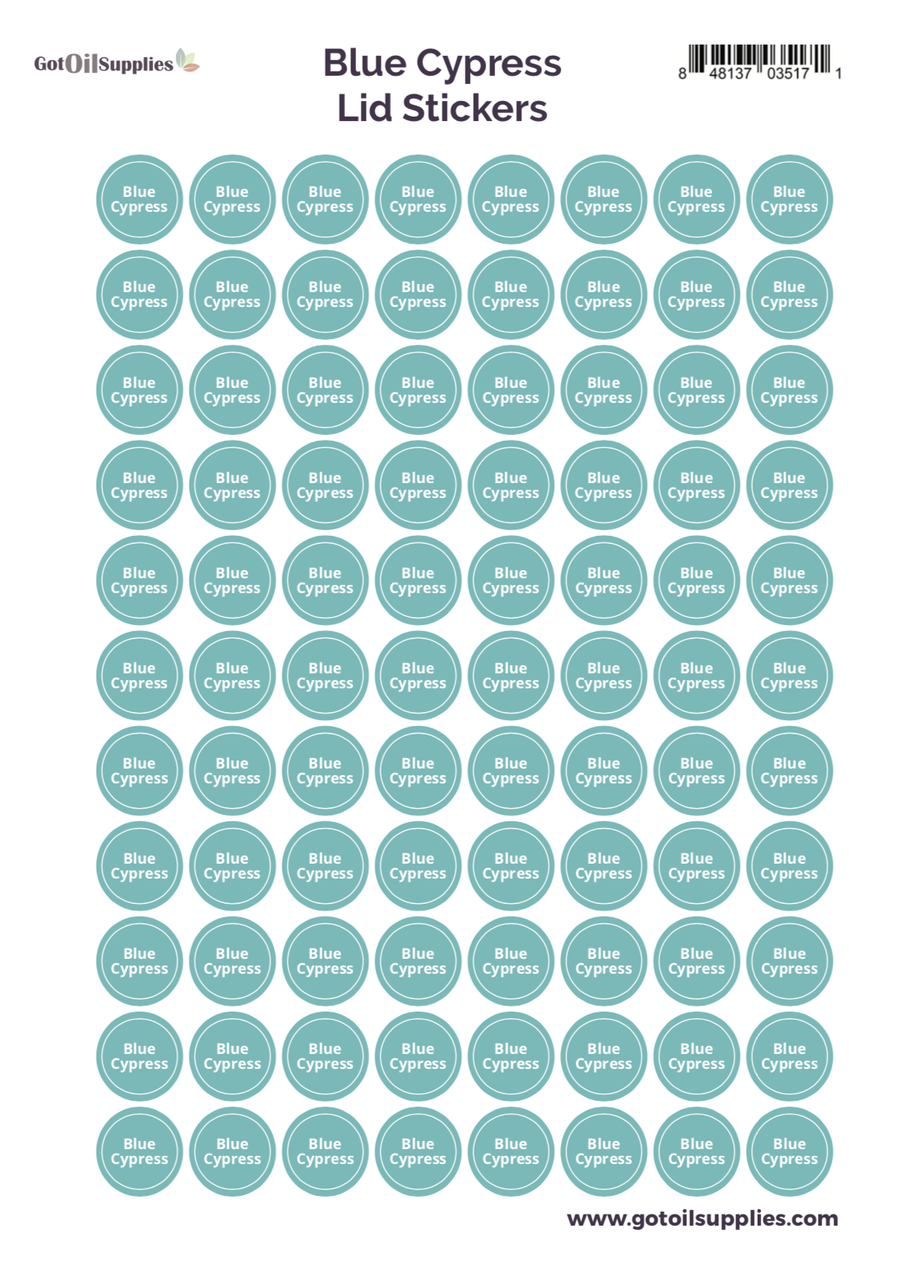 Blue Cypress YL Essential Oil Lid Stickers
