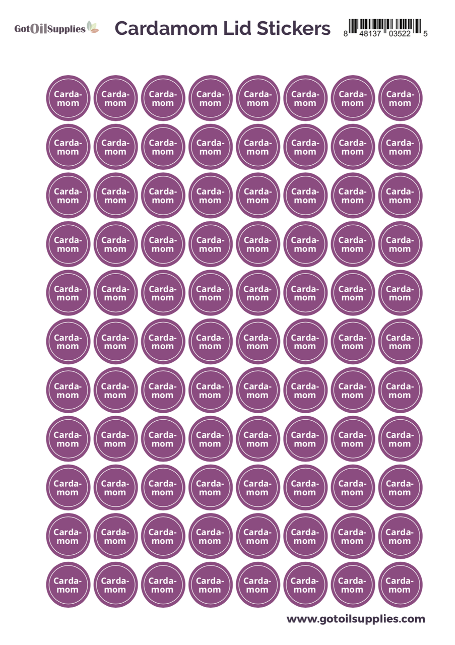 Cardamom YL Essential Oil Lid Stickers