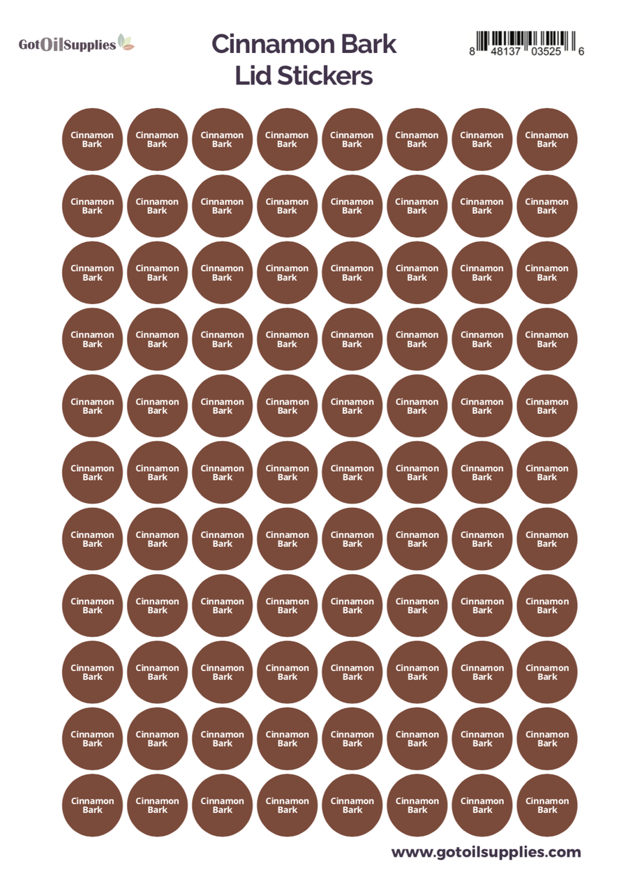 Cinnamon Bark YL Essential Oil Lid Stickers