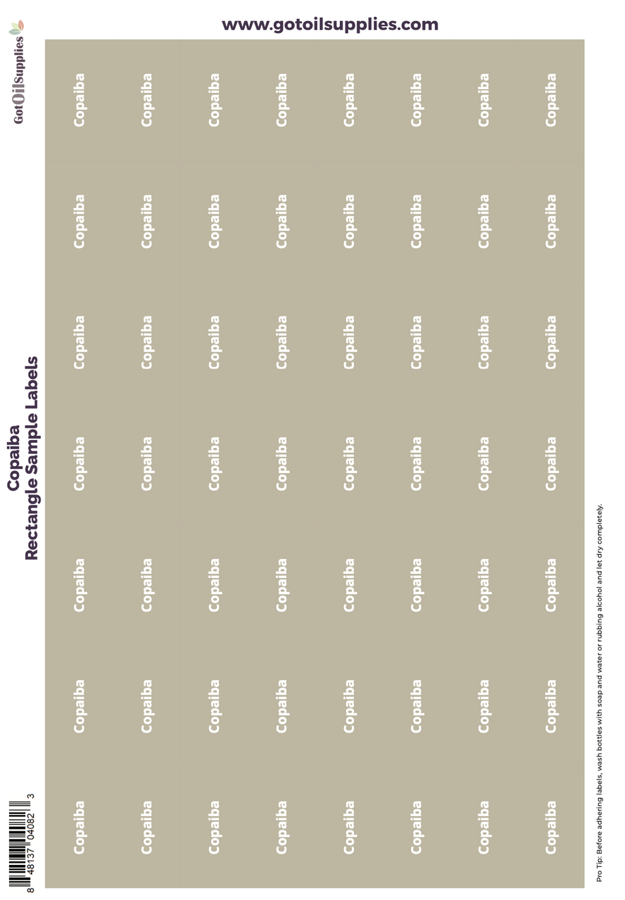 Copaiba Rectangle Sample Preprinted Essential Oil Labels
