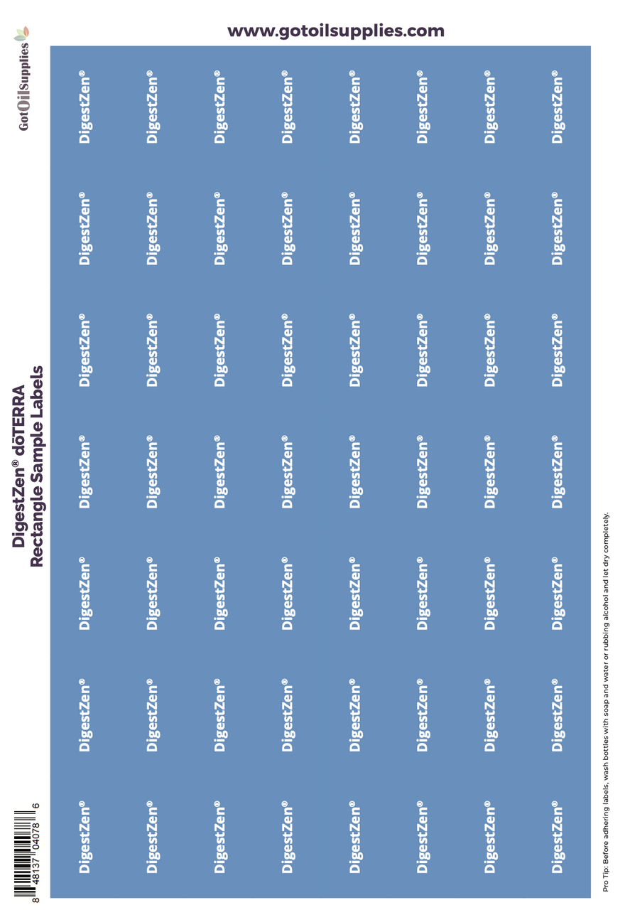 DigestZen Doterra Rectangle Sample Preprinted Essential Oil Labels