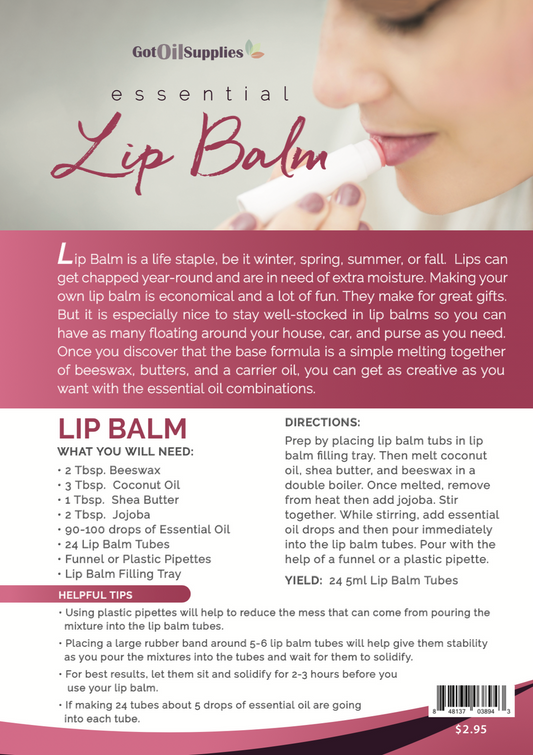 Essential Oil Lip Balm Recipe Sheets | Certified Aromatherapist EO Recipes