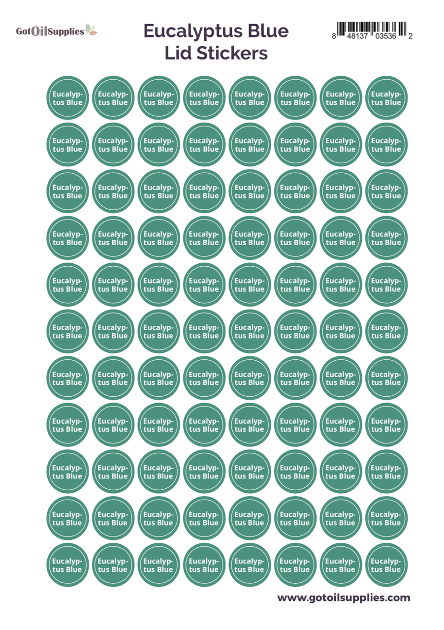 Eucalyptus Blue YL Essential Oil Lid Stickers