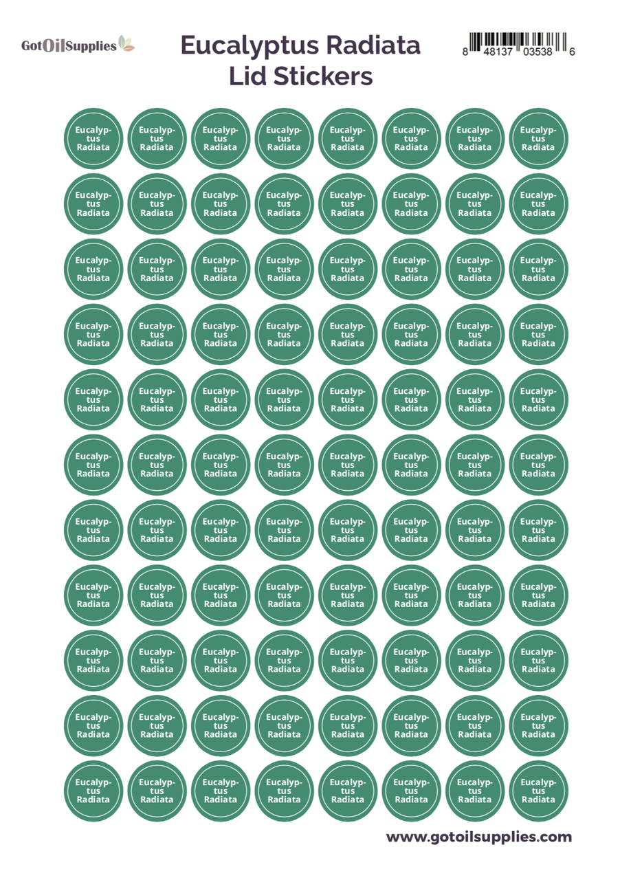 Eucalyptus Radiata YL Essential Oil Lid Stickers