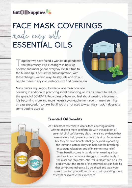Face Mask Coverings Made Easy With Essential Oils Resource Card