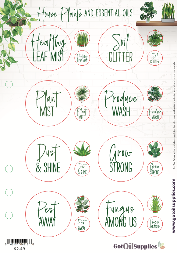 essential oils for house plants House Plants and Essential Oils Labels