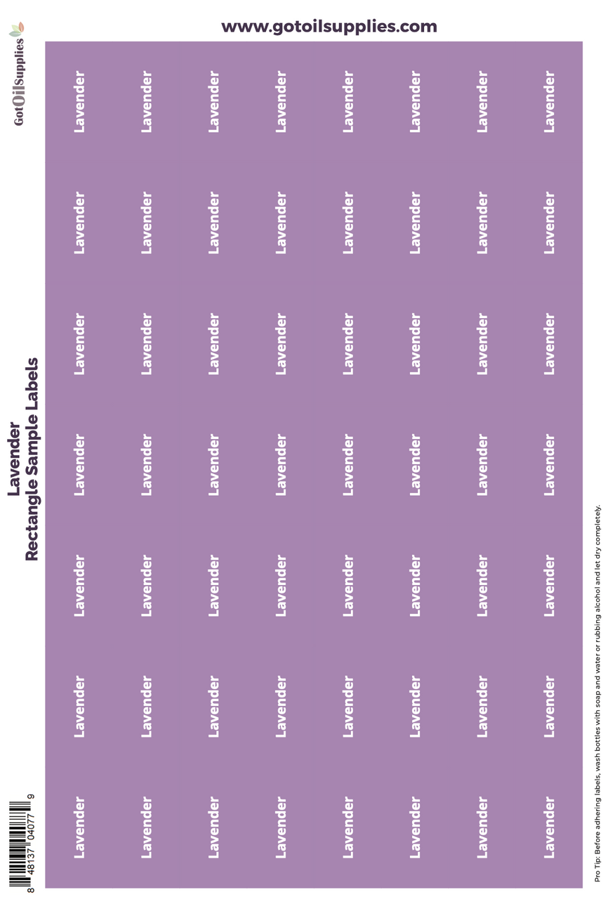 Lavender Rectangle Sample Preprinted Essential Oil Labels