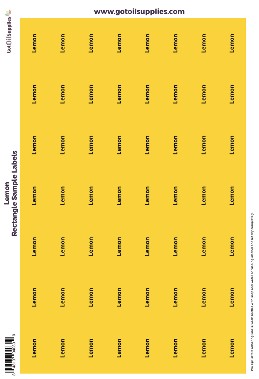 Lemon Rectangle Sample Preprinted Essential Oil Labels