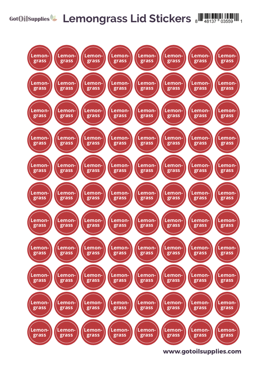 Lemongrass YL Essential Oil Lid Stickers