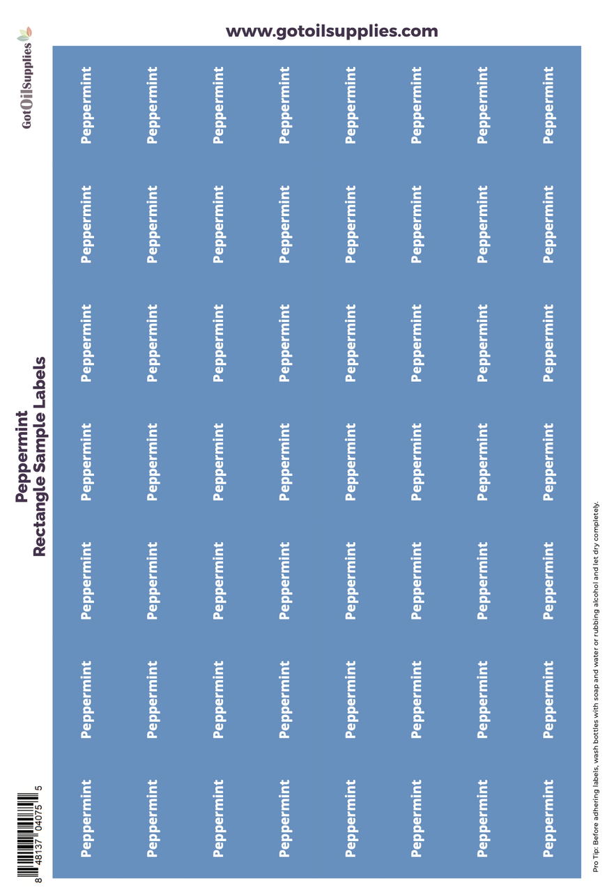 Peppermint Rectangle Sample Preprinted Essential Oil Labels