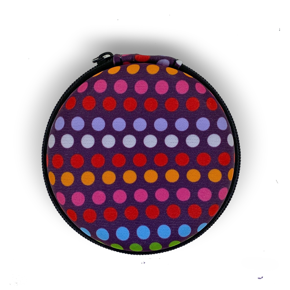 Round Multi-dot Hardshell Essential Oil Personal Travel Bag for 1ml or 2ml Sample Vials