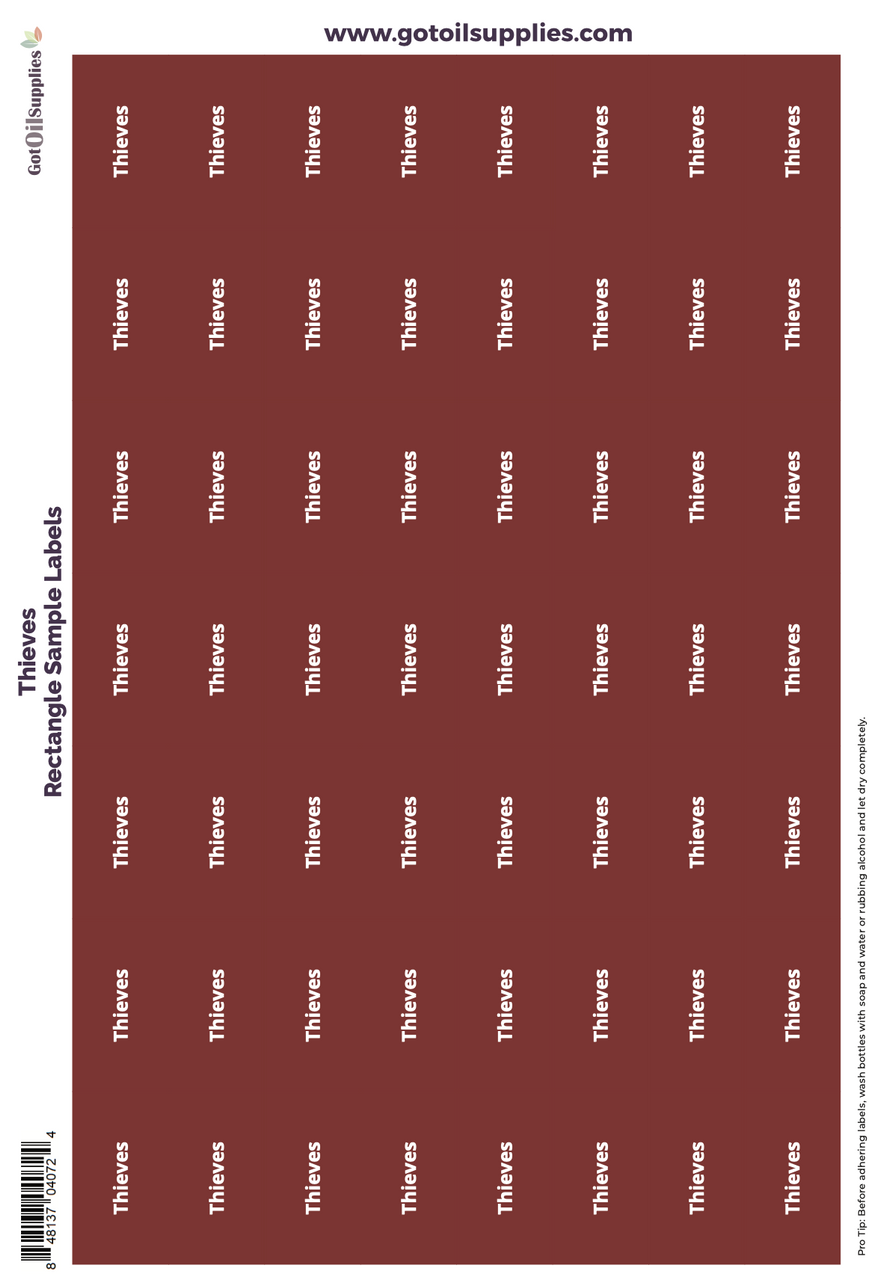 Thieves YL Rectangle Sample Preprinted Essential Oil Labels