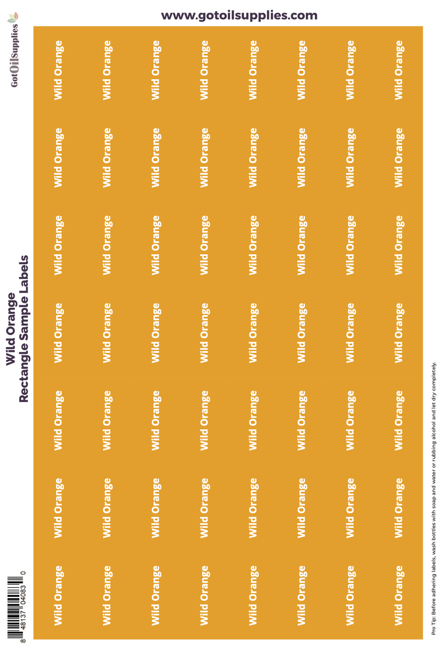 Wild Orange Rectangle Sample Preprinted Essential Oil Labels