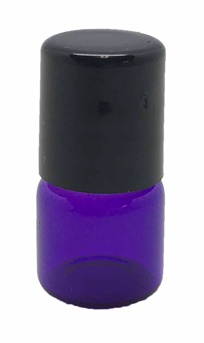 1 ml Purple Glass Roller Bottles with Stainless Steel Roll On Inserts (12-Pack)