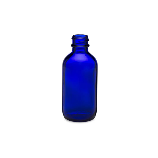 2 oz Blue Glass Boston Round Bottles (6-Pack)
