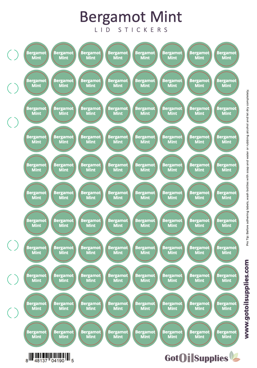 Bergamot Mint dōTERRA® Lid Stickers
