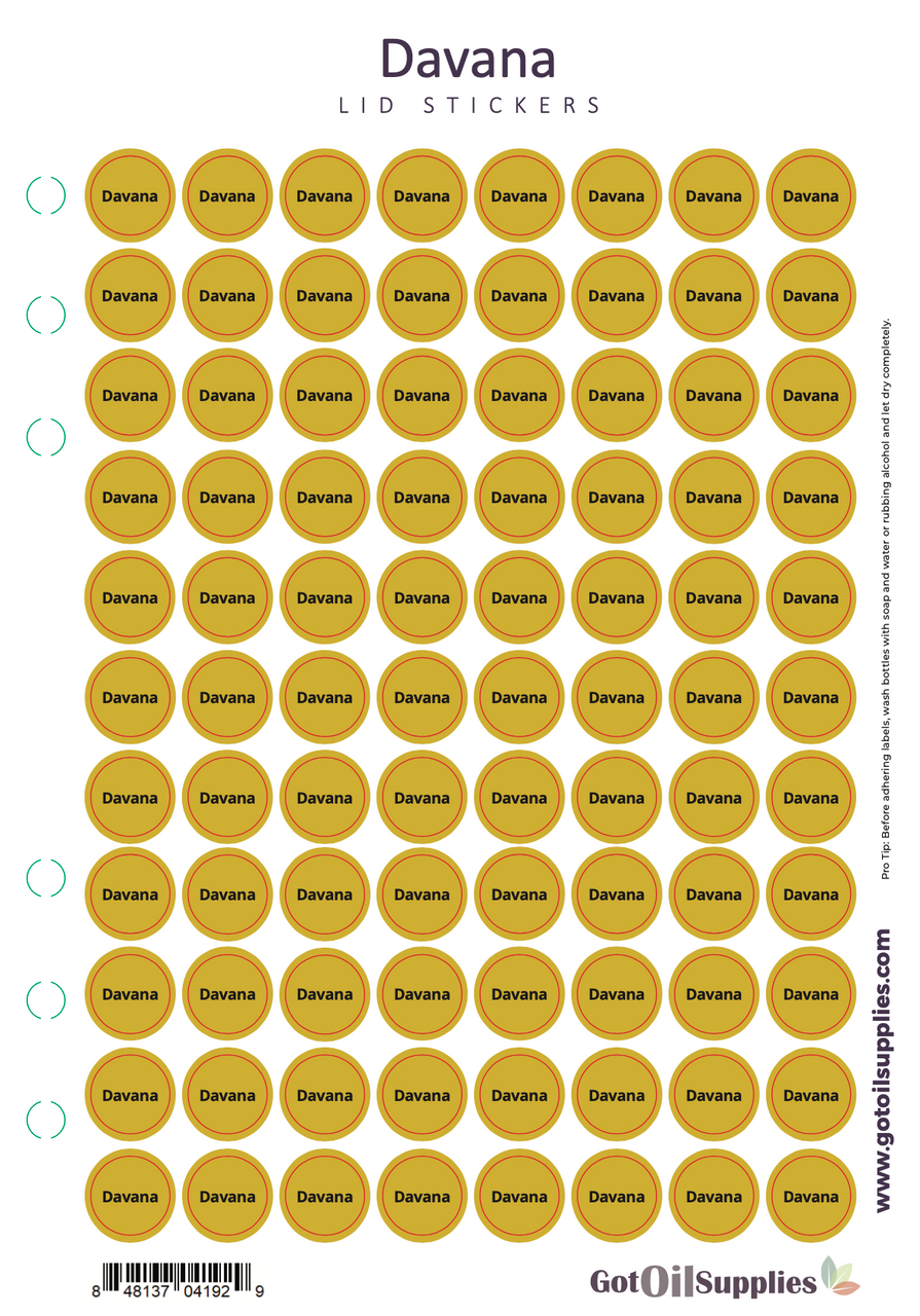 Davana dōTERRA® Lid Stickers