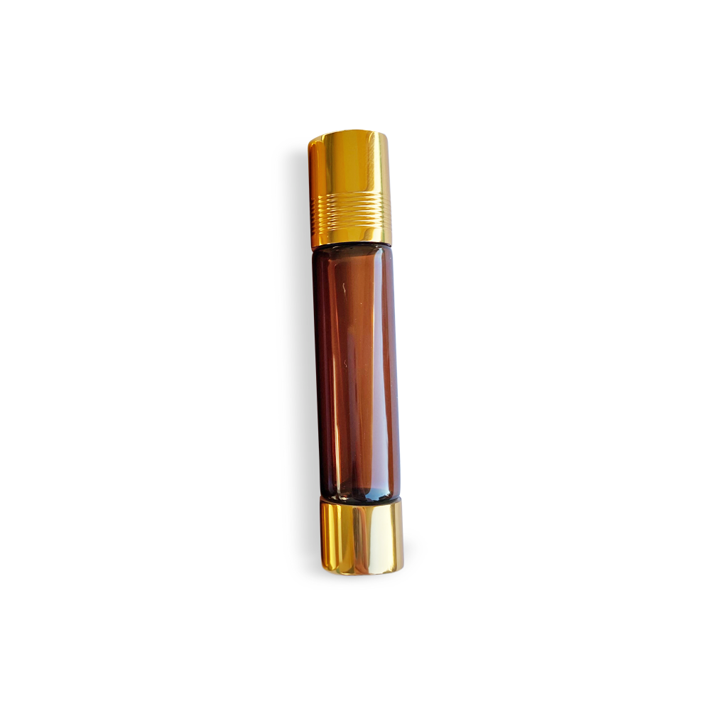 Dual Fitment 10ml Roller Bottle | Amber & Gold (12-Pack)