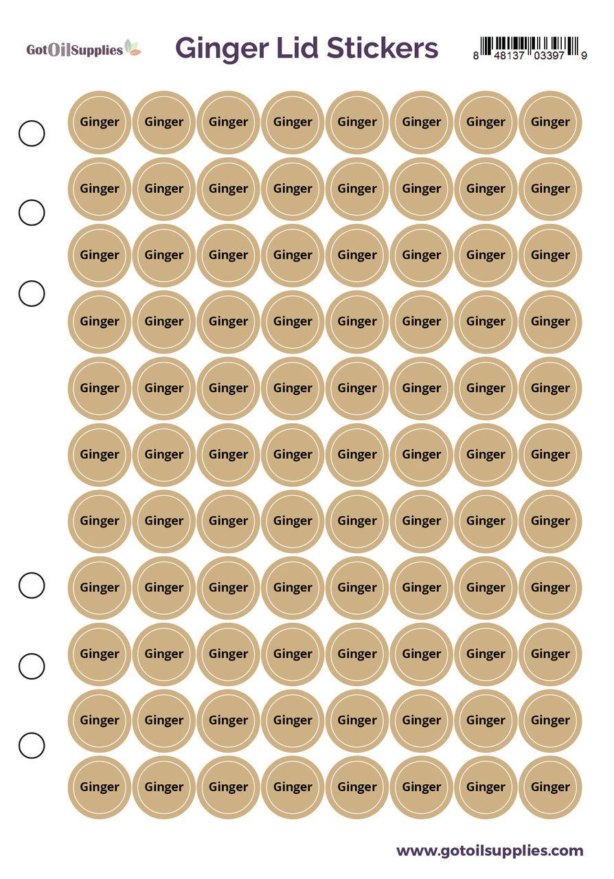 Ginger dōTERRA Lid Stickers