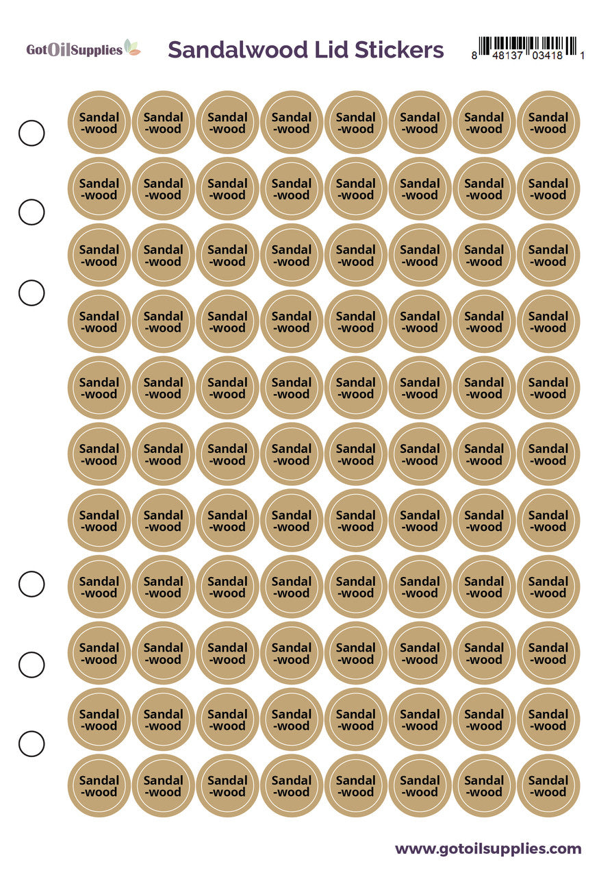 Sandalwood dōTERRA Lid Stickers