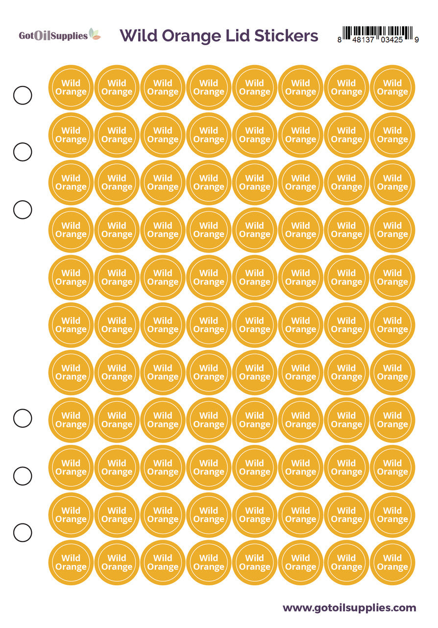 Wild Orange dōTERRA Essential Oil Lid Stickers