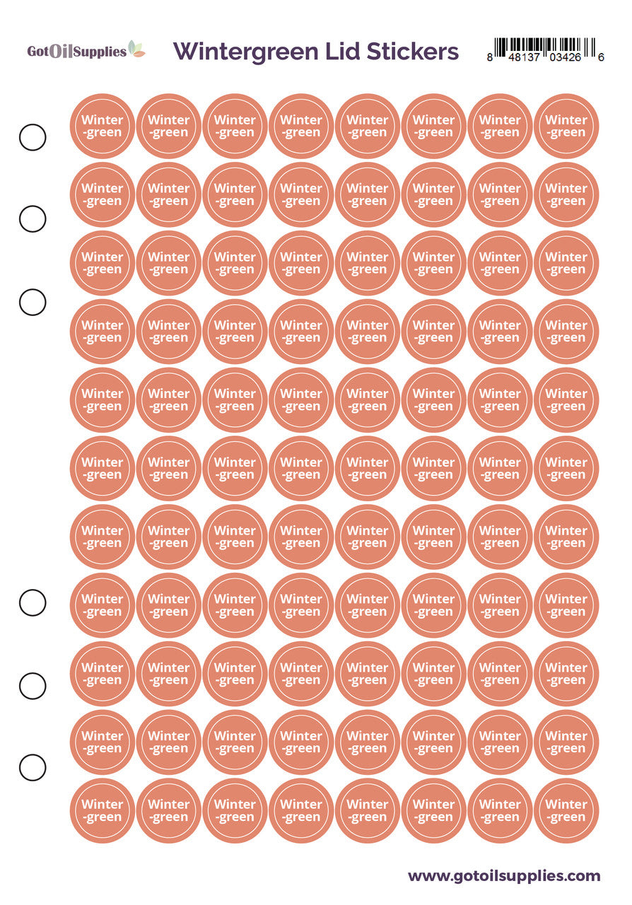 Wintergreen dōTERRA Lid Stickers