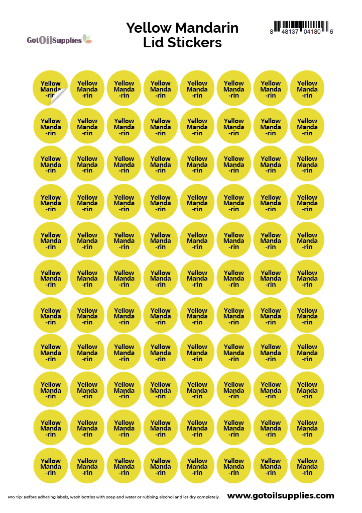 Yellow Mandarin dōTERRA® Lid Stickers