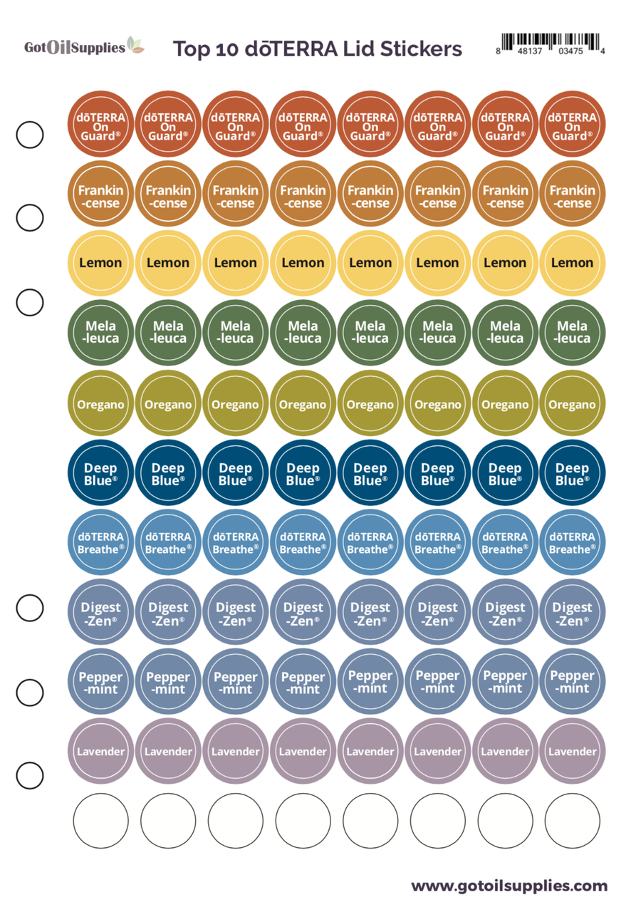 dōTERRA® Top 10 Lid Stickers