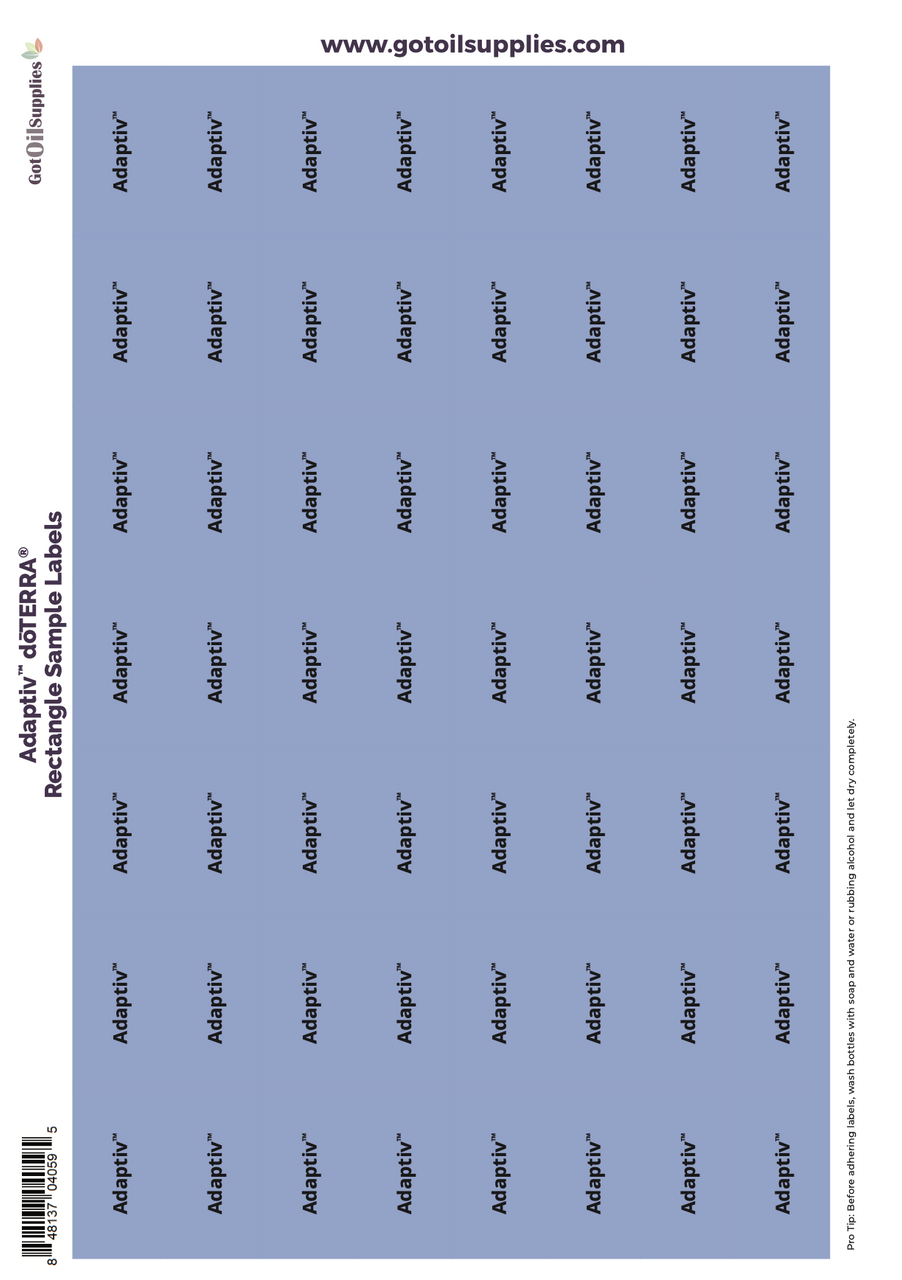 Adaptiv Doterra Rectangle Sample Preprinted Essential Oil Labels