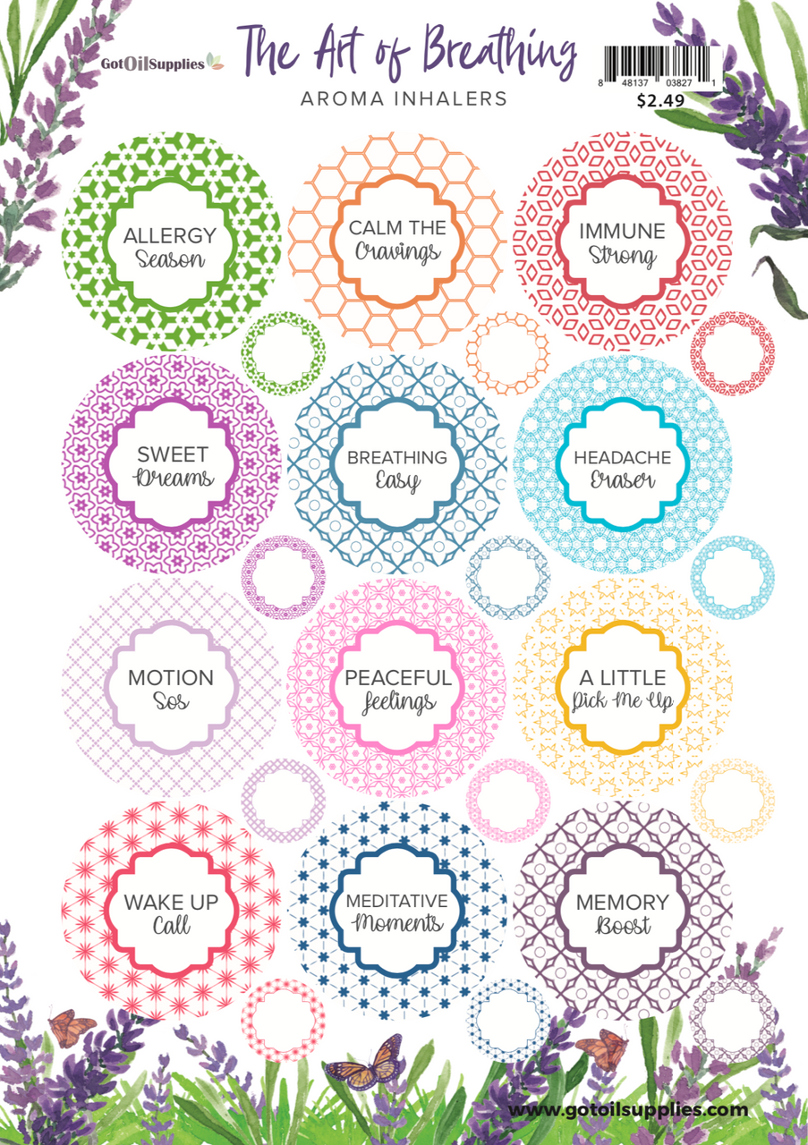 Aroma Inhaler Labels | The Art of Breathing | Aromatherapy Label Sheet ...