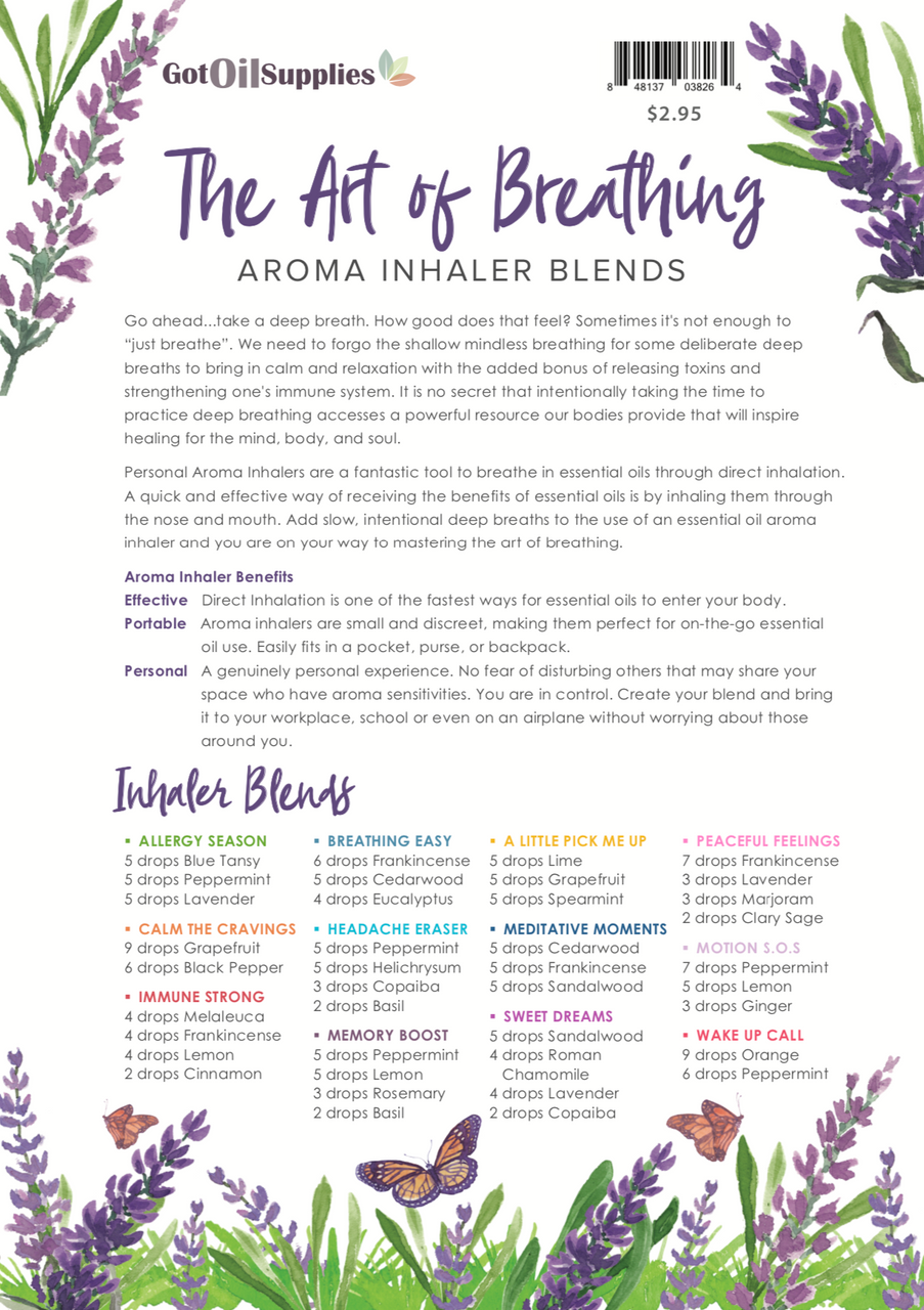 Aroma Inhaler Recipe Sheets | The Art of Breathing | Essential Oil Aromatherapy