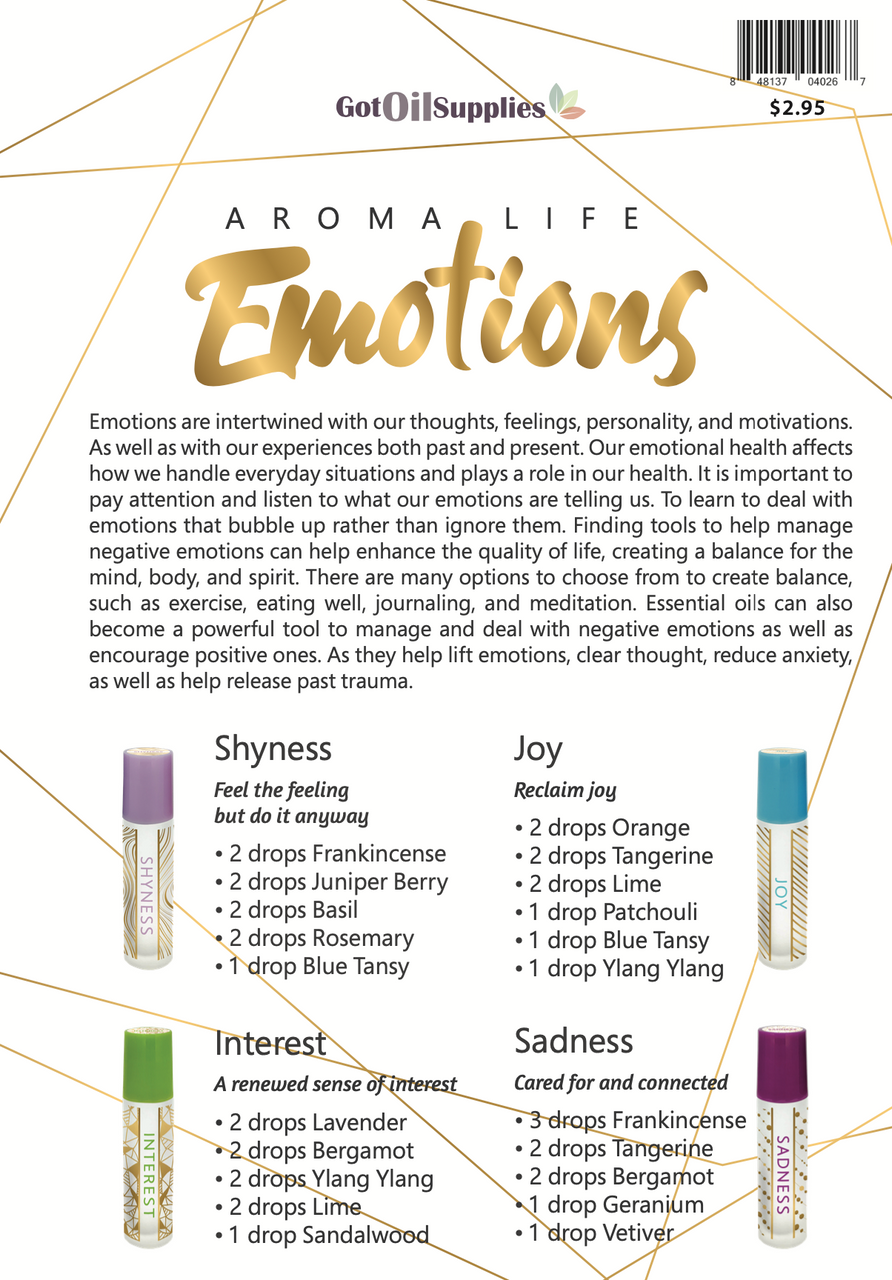 Aroma Life Emotions Essential Oil Recipe Sheets