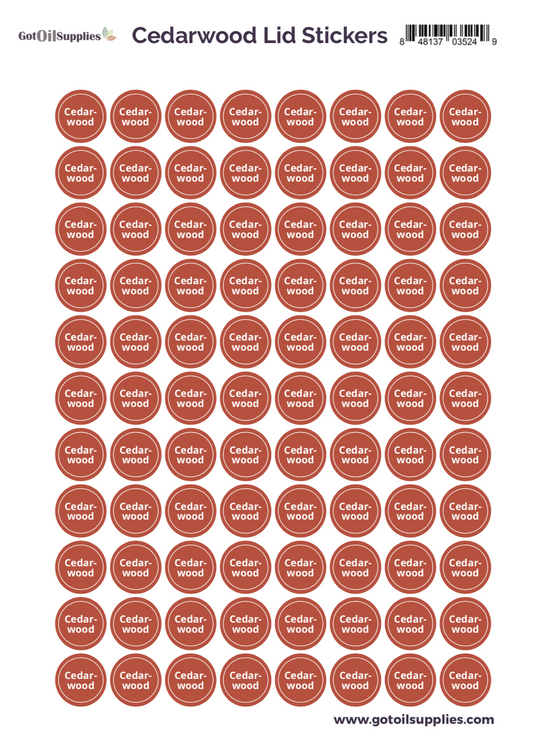 Cedarwood YL Essential Oil Lid Stickers