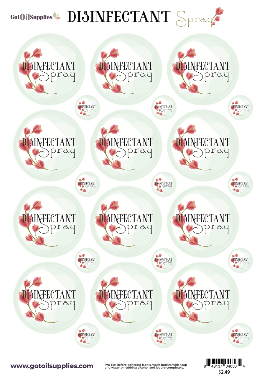 Disinfectant Spray Essential Oil Label Sheets