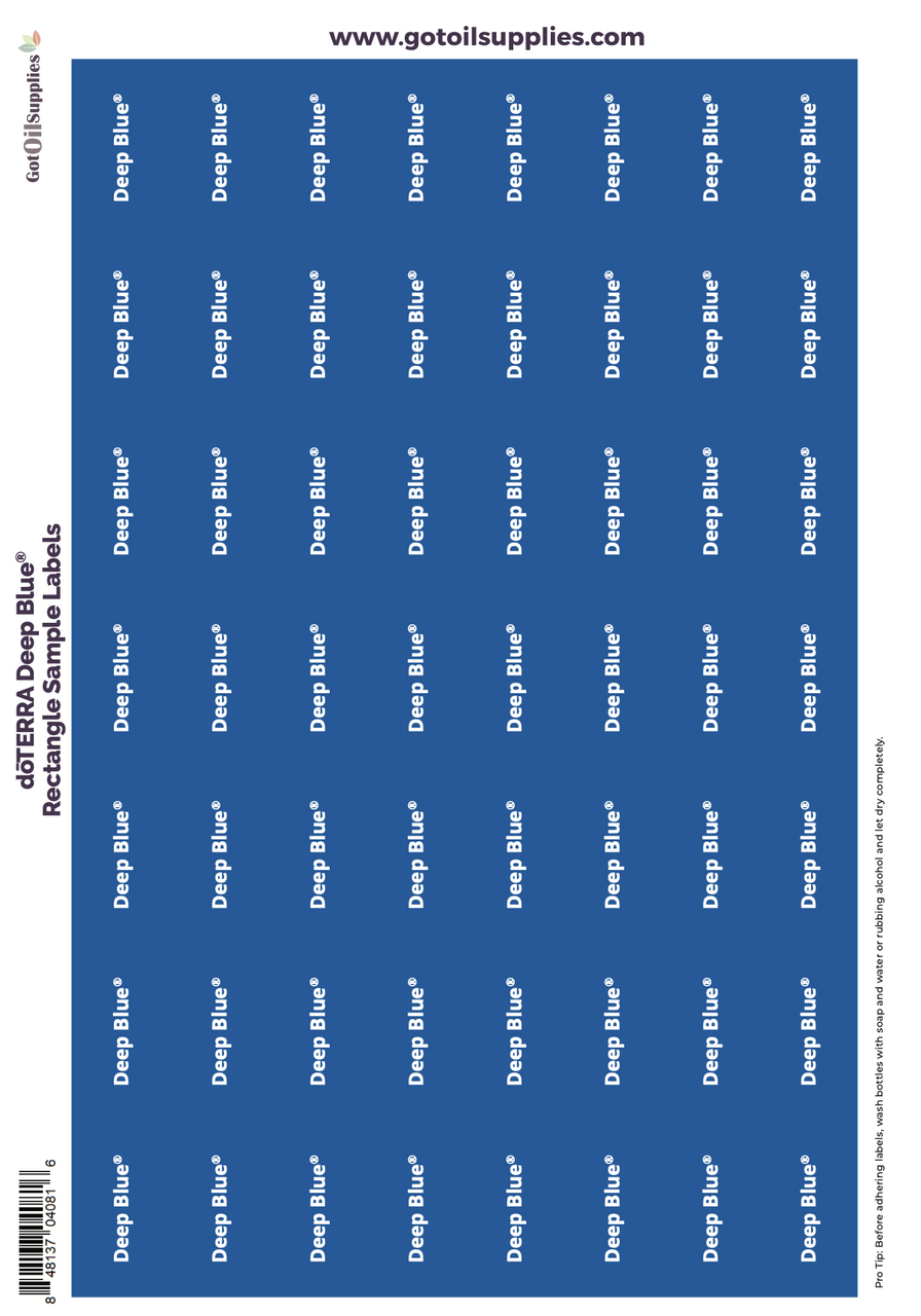 Doterra Deep Blue Rectangle Sample Preprinted Essential Oil Labels