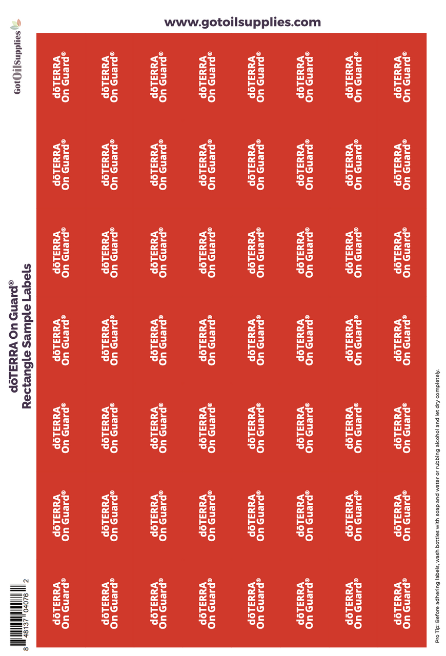 Doterra On Guard Rectangle Sample Preprinted Essential Oil Labels