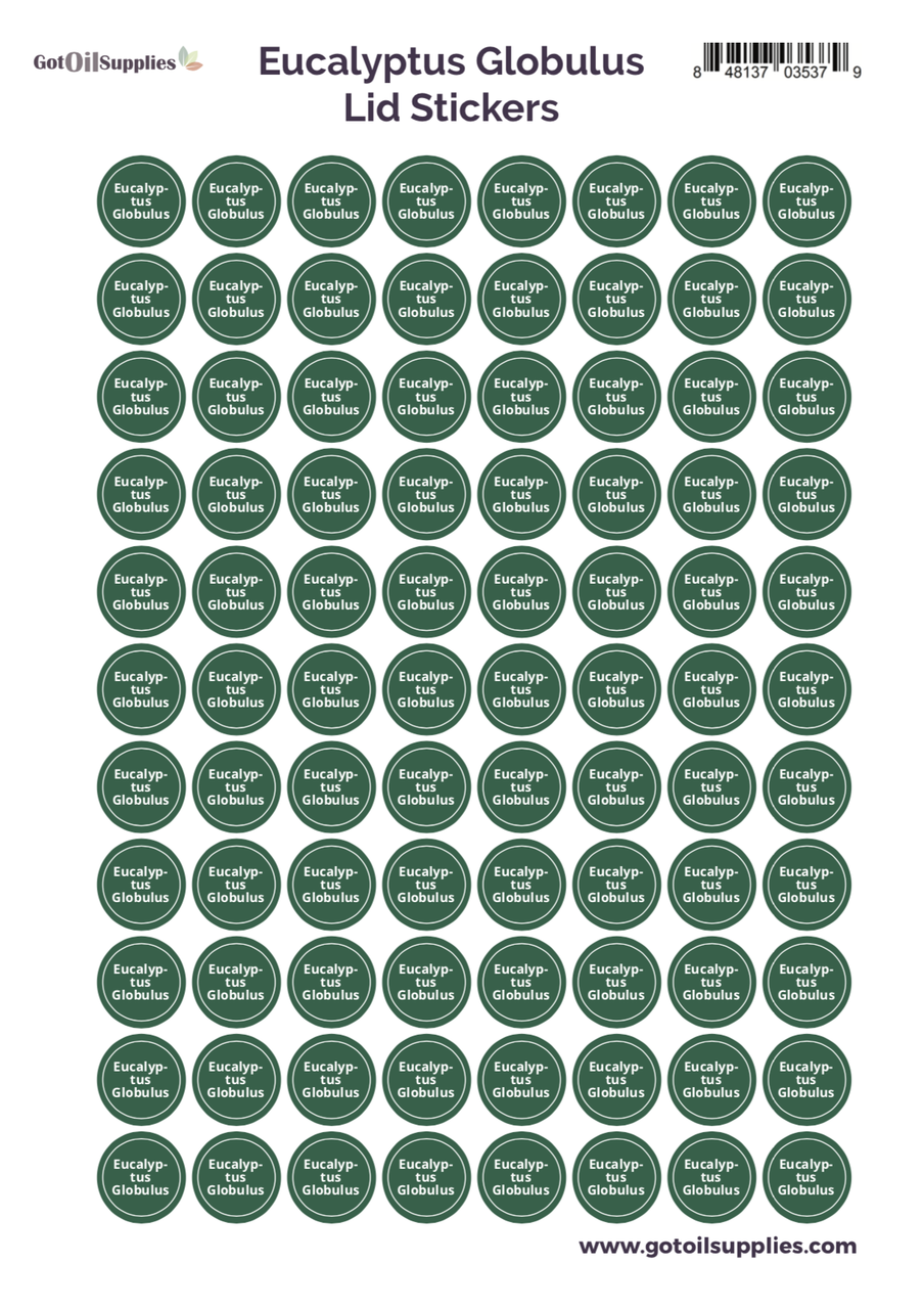 Eucalyptus Globulus YL Essential Oil Lid Stickers