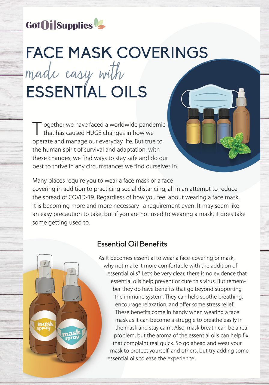 Face Mask Coverings Made Easy With Essential Oils Resource Card