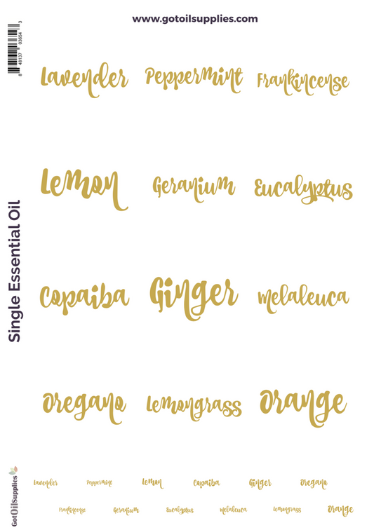 GOS Top 12 Essential Oil Gold Foil Labels and Lid Stickers