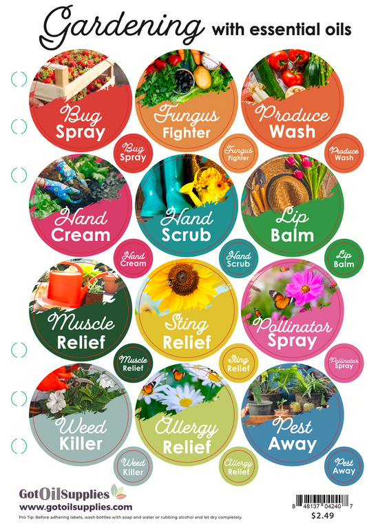 Gardening with Essential Oils Label Sheets