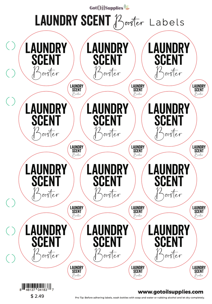 Laundry Scent Booster Essential Oil Labels