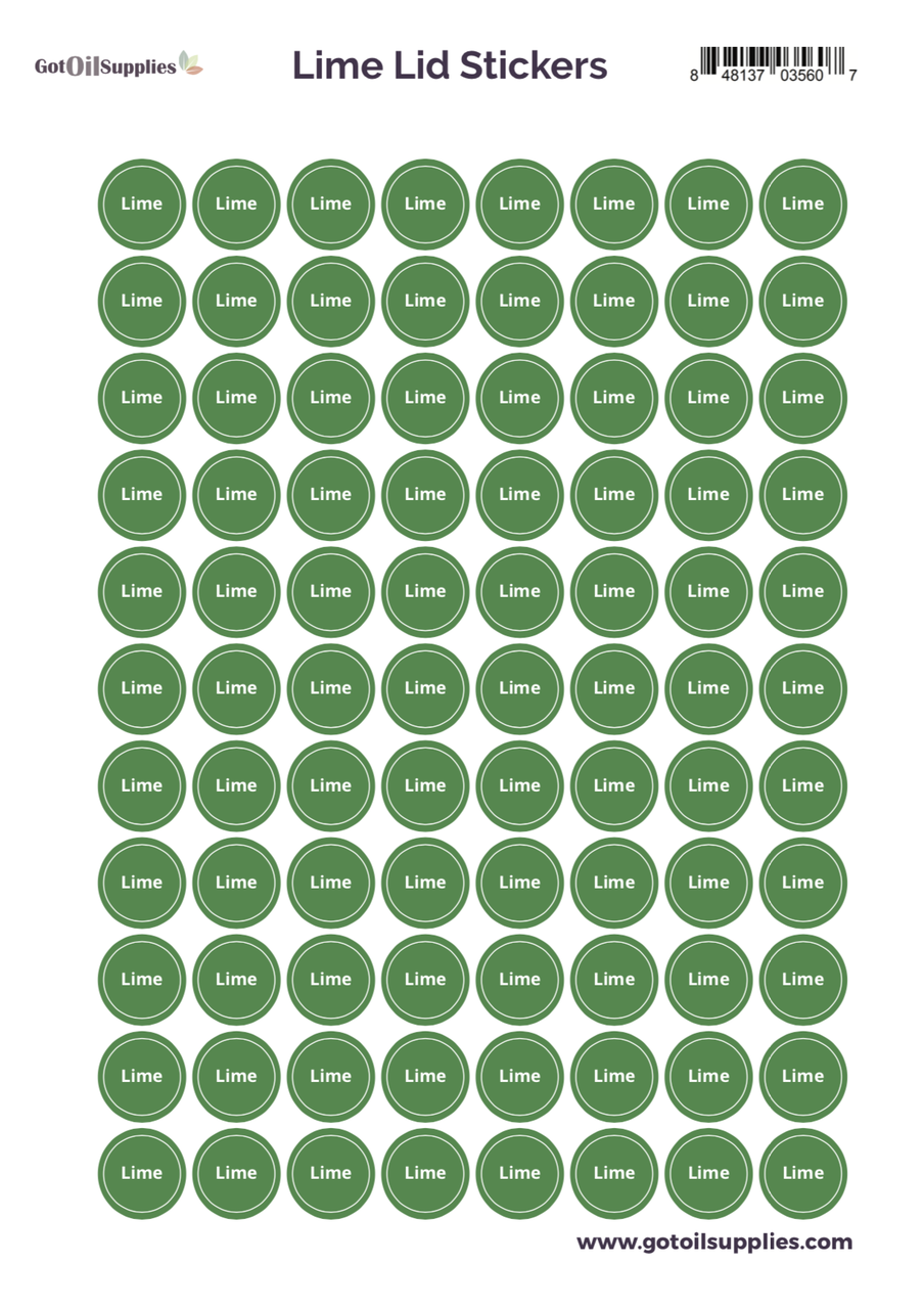Lime YL Essential Oil Lid Stickers