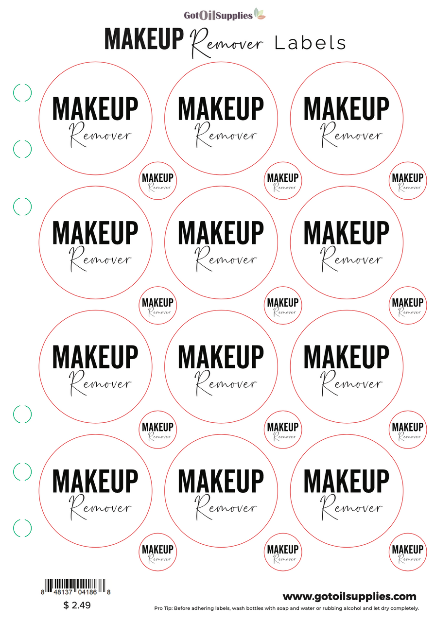 Makeup Remover Essential Oil Labels