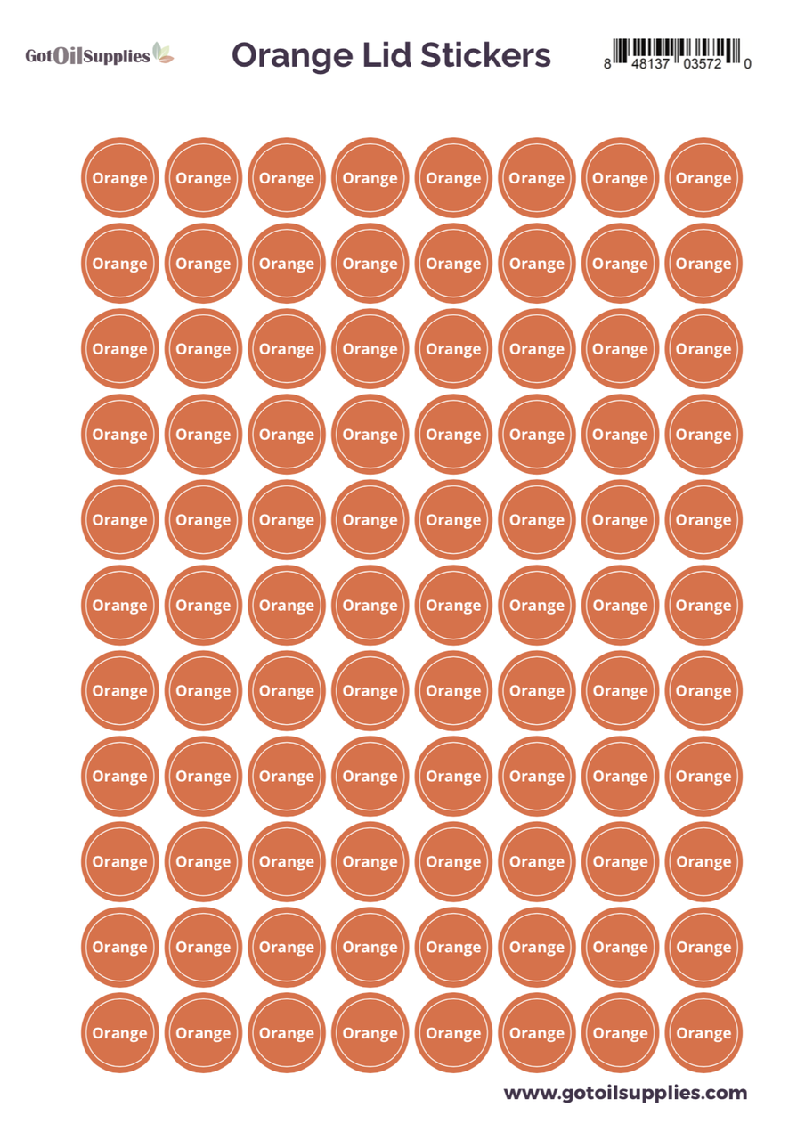 Orange YL Essential Oil Lid Stickers
