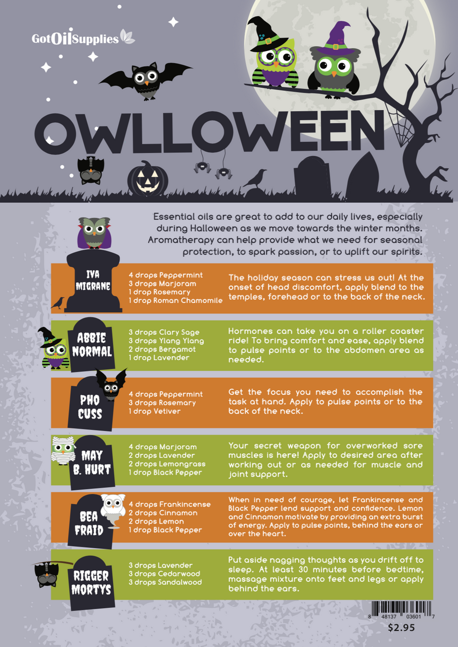 Owlloween Essential Oil Recipe Sheets For Halloween