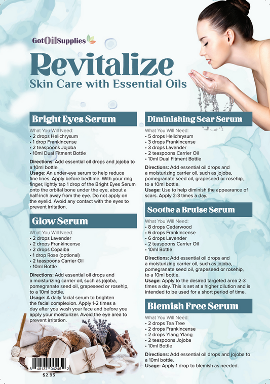 Revitalize Essential Oil Recipe Sheets For Skin Care