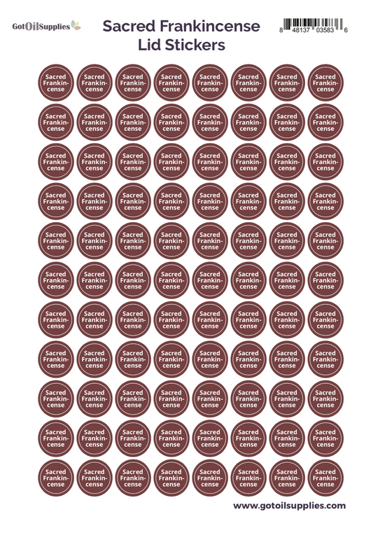 Sacred Frankincense YL Essential Oil Lid Stickers