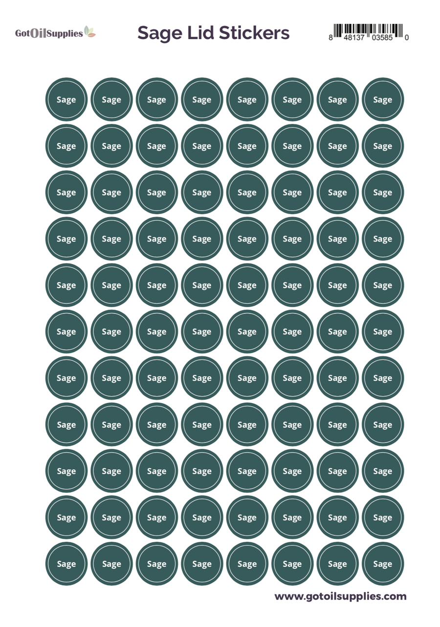 Sage YL Essential Oil Lid Stickers