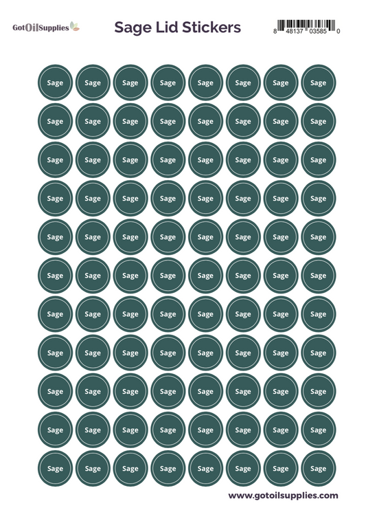 Sage YL Essential Oil Lid Stickers
